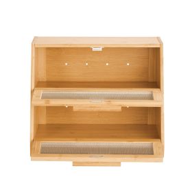 VEVOR Double Layer Bread Box for Kitchen Counter, Large Capacity Bamboo Bread Storage Container, Farmhouse Wooden Breadbox for Homemade Bread